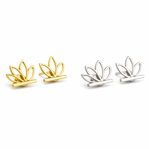 fashion Jewelry - Lotus Flower Earrings - Minimalist Jewelry